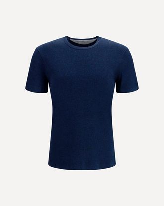Brunello Cucinelli Denim-effect ribbed cotton jersey T-shirt Male XXL