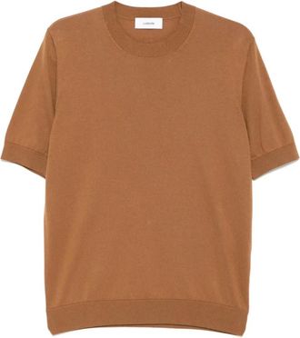 Lardini T-Shirts, male, Brown, M, Camel Brown Cotton T-shirt Crew Neck