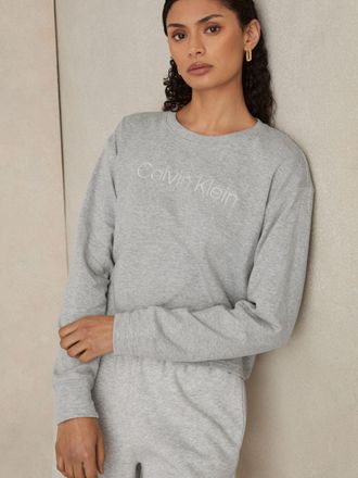 Calvin Klein Heather Grey Relaxed Logo Sweatshirt, XS
