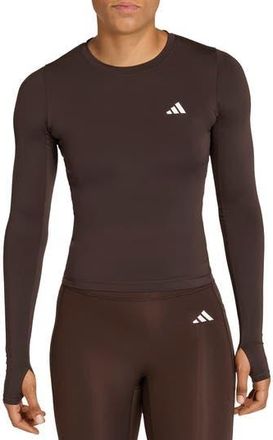 adidas Power Essentials Workout Contour Long Sleeve Top in Aurora Coffee at Nordstrom Rack, Size X-Small