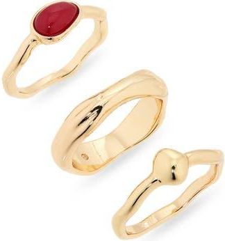 Nordstrom Rack Set of 3 Molten Rings in Coral- Gold at Nordstrom Rack, Size 8