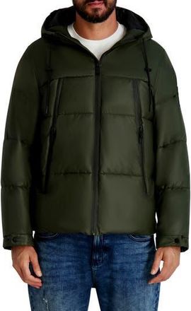 Karl Lagerfeld Hooded Puffer Jacket in Olive at Nordstrom Rack, Size Xx-Large