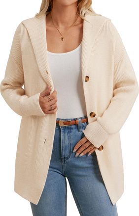 Grace Karin Womens Oversize Cardigans Winter Elegant Long Sleeve Knitted Sweater with Pockets L Apricot