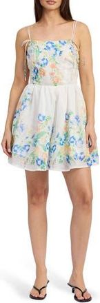 En Saison Julia Sleeveless Romper in White Blue Multi at Nordstrom Rack, Size X-Small