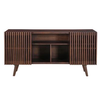 Miliboo Aparador De Madera Maciza De Mango Oscuro Con 2 Puertas Correderas 140 Cm Alba