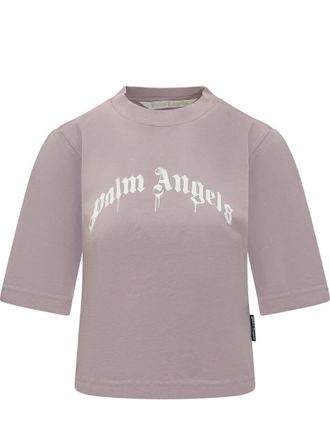 Palm Angels Purple Logo Crew Neck T-Shirt