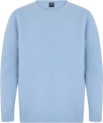 Fedeli Trui met ronde hals - Heren - Ronde hals truien - Blauw - 3XL - Wol - Truien & Vesten