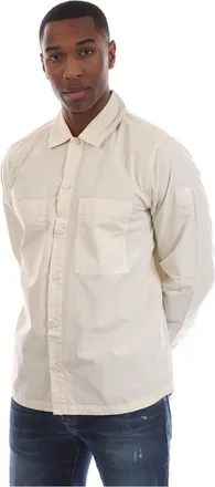 HUGO BOSS Mens Collared Neck Long Sleeve Regular Fit Shirt in Open Yellow - Size X-Large