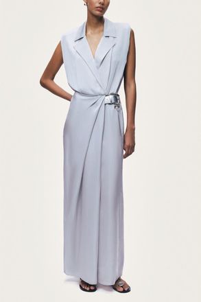 Nocturne Embellished Belt-Detail Maxi Dress in Grey at Nordstrom, Size X-Large