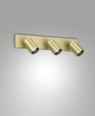 Fabas Luce Faretto Flores 3 Luci Gu10 10w In Alluminio Pressofuso Ottone Satinato, Ip20, Classe 1, Dimensioni Compatte - Flores Collezione