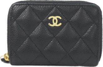 Chanel Black Grained Calfskin Coin Purse/Coin Case (Pre-Owned)