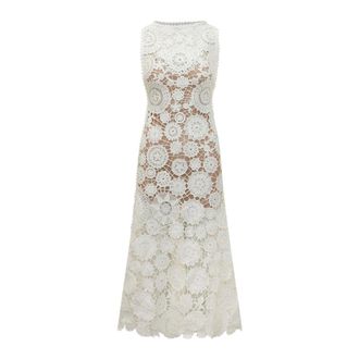 Self Portrait Midi Dresses, female, White, Size: S Crochet Maxi Dress
