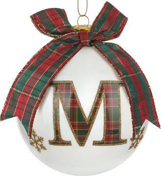 KASANOVA Pallina Natale lettera M tartan vetro 10 cm