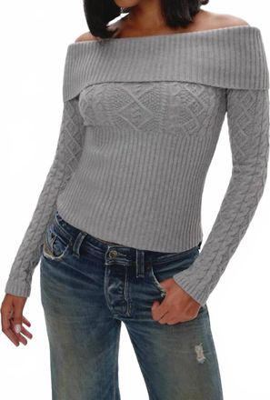 Frankies Bikinis Jazz Off The Shoulder Knit Sweater In Cloud Cover
