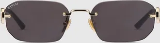 Gucci Rectangular-frame Sunglasses, Gold