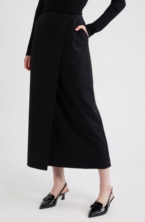 Nordstrom Wrap Midi Skirt in Black at Nordstrom, Size Xx-Small