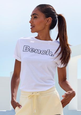 Bench T-Shirt BENCH. LOUNGEWEAR, Damen, Gr. 32/34, 1x grau melange, 1x wei&szlig;, Single Jersey, Graumeliert (Obermaterial): 95% Baumwolle, 5% Viskose. Obermater