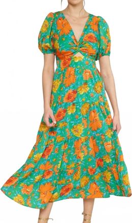 Entro Floral Midi Dress In Green