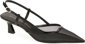 Stuart Weitzman Vinnie 50 Slingback Pump in Black/Black at Nordstrom, Size 10.5