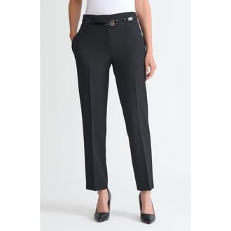 Kasper Belted Slim Fit Pants in Black at Nordstrom, Size 4