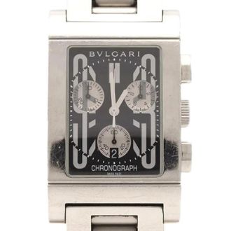 Bulgari Pre-owned Rettangolo Chronograph Roestvrij staal - Dames - Vintage Horloges - Zwart - ONE Size - Vintage