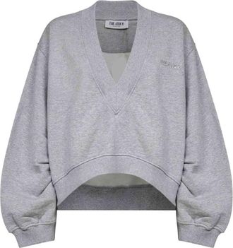 The Attico Grey V-Neck Logo Sweater