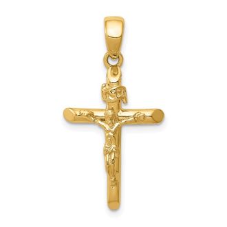 Diamond2Deal 10k Yellow Gold Polished 2-D Crucifix with Jesus on Cross Pendant