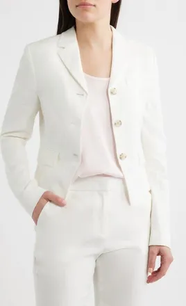 BOSS Jori Linen Blend Jacket in Bright White at Nordstrom, Size 10