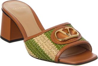 Valentino Vlogo 60 Straw & Leather Sandal