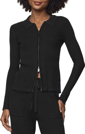 Splendid Georgie Two-Way Zip Sweater in Black at Nordstrom, Size X-Large