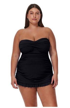 Gottex Tutti Frutti Plus Size Bandeau Swimdress in Black at Nordstrom, Size 20