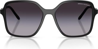 A|X Armani Exchange 53mm Butterfly Sunglasses in Shiny Black/grey Gradient at Nordstrom