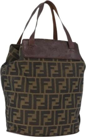 Fendi Pre-owned Bucket Bags, female, Brown, Size: ONE SIZE Pre-owned Zucca Canvas Bucket Bag