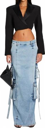 Retrof&ecirc;te Womens Cerise Cargo Denim Maxi Skirt In Vintage Celeste