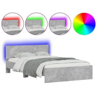 Berkfield Home Bed Frame with Headboard & LED Concrete Grey 140x200 cm