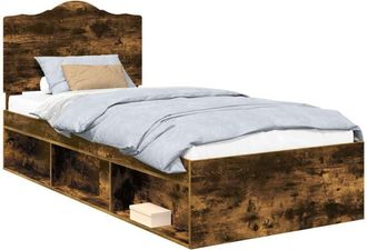 vidaXL Bed Frame Smoked Oak 100 x 200 cm Solid Pine Wood vidaXL