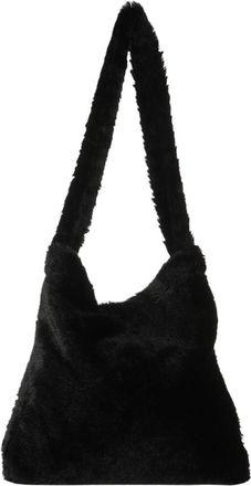 Generic Womens Plush Bags Women Girls Fluffy Shoulder Bag Top-handle Female Autumn Winter Handbag Plush Tote Shopping(Black)