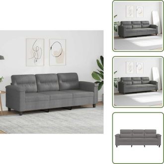 vidaXL The Living Store Divano a 3 Posti Grigio Scuro 180 cm in Tessuto Microfibra - Divano in microfibra
