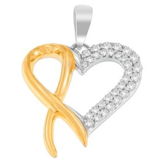 House of Brilliance Silver Two Toned 1/4 cttw Round Cut Diamond Pendant Necklace in Yellow at Nordstrom