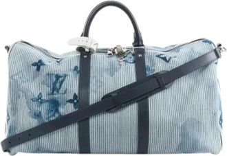 Louis Vuitton Pre-owned Keepall Bandouli&egrave;re 50 - Heren - Vintage Weekendtas - Blauw - ONE Size - Leer - Vintage