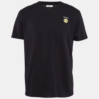 Sandro Black Knit Applique Detail Crew Neck T-Shirt