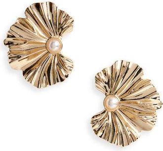 8 Other Reasons Imitation Pearl Fan Earrings in Gold at Nordstrom