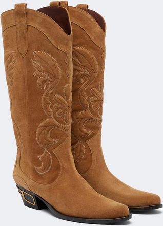 Etro Logo suede cowboy boots