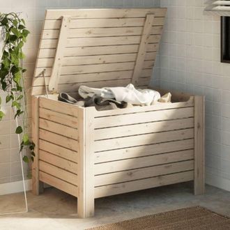 vidaXL Caja De Almacenaje Con Tapa Rana Madera Maciza Pino 80x49x54 Cm Vidaxl