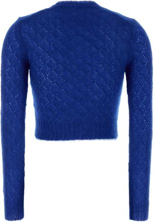 Jil Sander Womens Blue Mohair Blend Sweater 435 Exterior: Silk Maglieria