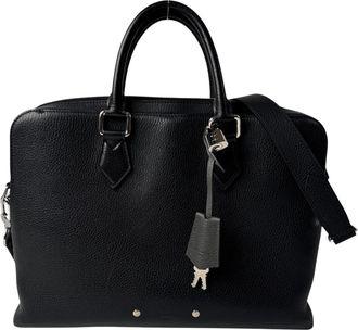 Louis Vuitton Black Leather Briefcase Shoulder Bag (Pre-Owned)