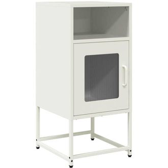 vidaXL Vidaxl - Mesita De Noche Acero Laminado En Fr&iacute;o Blanco 36x39x78 Cm