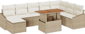 vidaXL Garden Dining Set with Cushion 9 pcs Beige, Cream Vidaxl