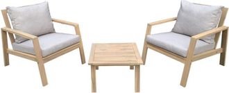 Happy Garden Happy Garden - Conjunto de muebles de jard&iacute;n de acacia 2 plazas gili cojines arena