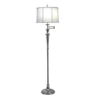 Loops Floor Lamp Swing Arm Multi Direction Off-White Shade Antique Nickel LED E27 60W in Metallics